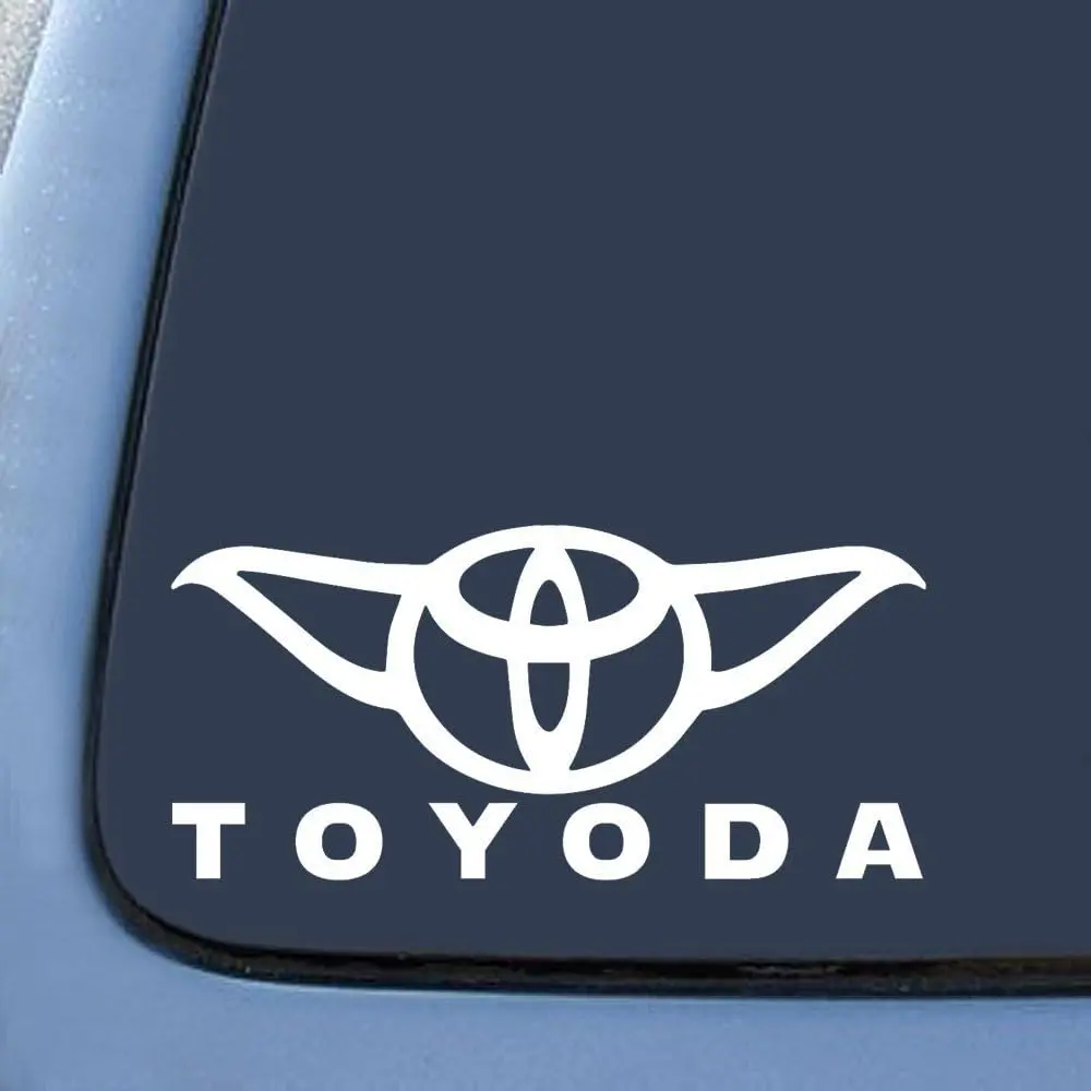 Toyoda Yoda Vinyl Car Sticker - 8in Easy Apply Oracal 651 Outdoor Decal for Laptop, White, Vinyl Decals