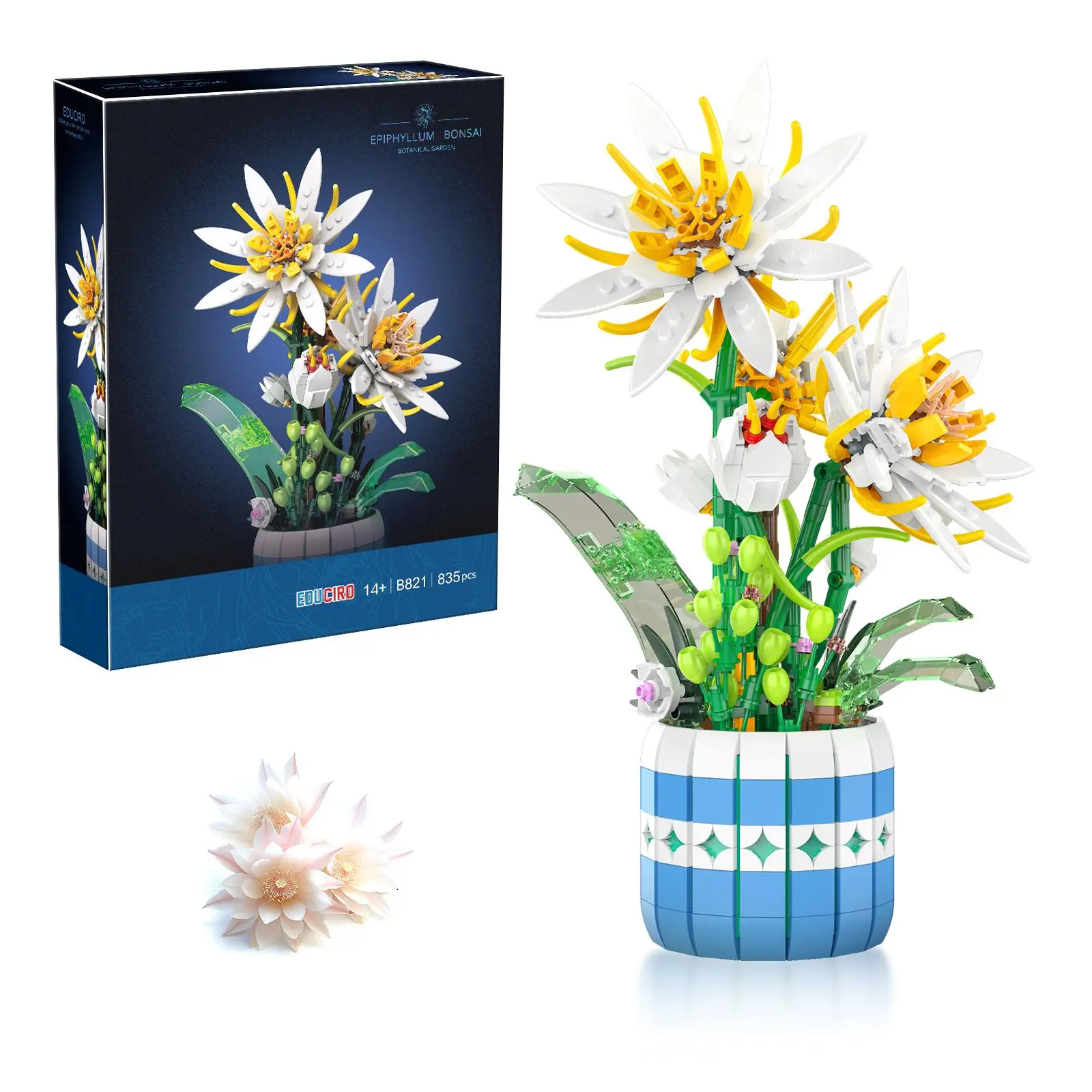 Orchid Potted Plant Building Blocks, Flower Building Blocks, Building Block Flowers, 835pcs/box Creative DIY Building Model Office Home Decoration Kit, Suitable for Birthday & Holiday Gift