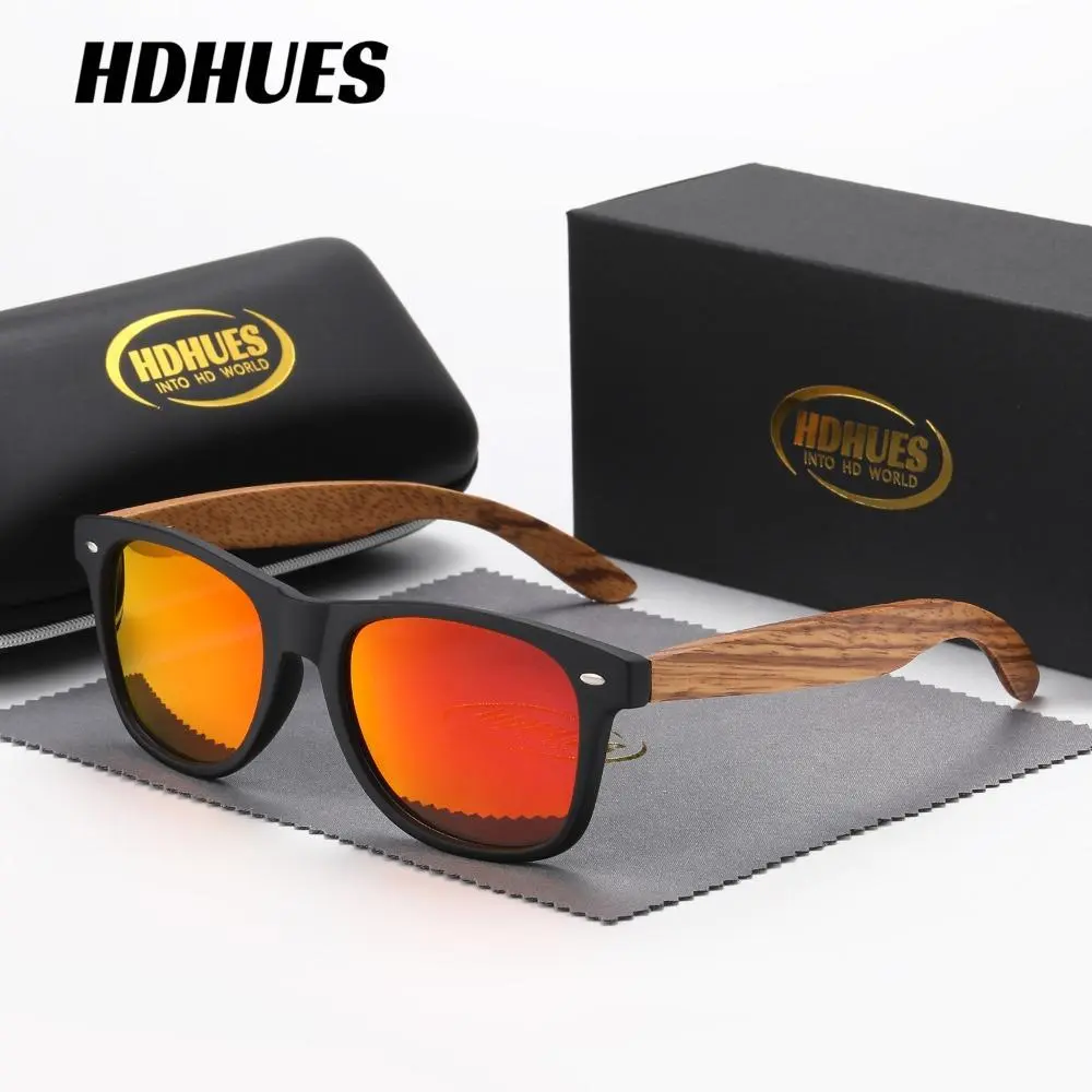 HdHues bamboo wooden polarized sunglasses unisex outdoor travel wooden retro sunglasses