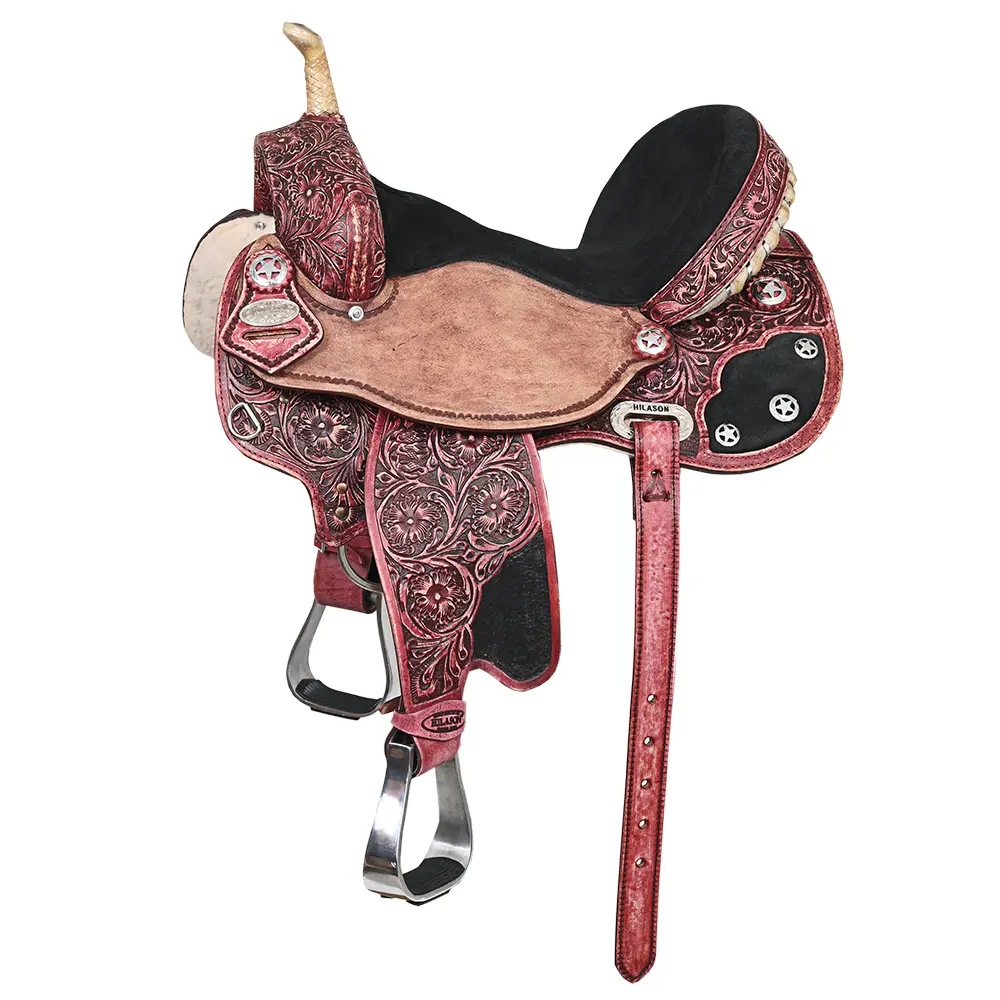 HILASON Flex Tree Western Horse Saddle American Leather Trail Barrel | for Horses