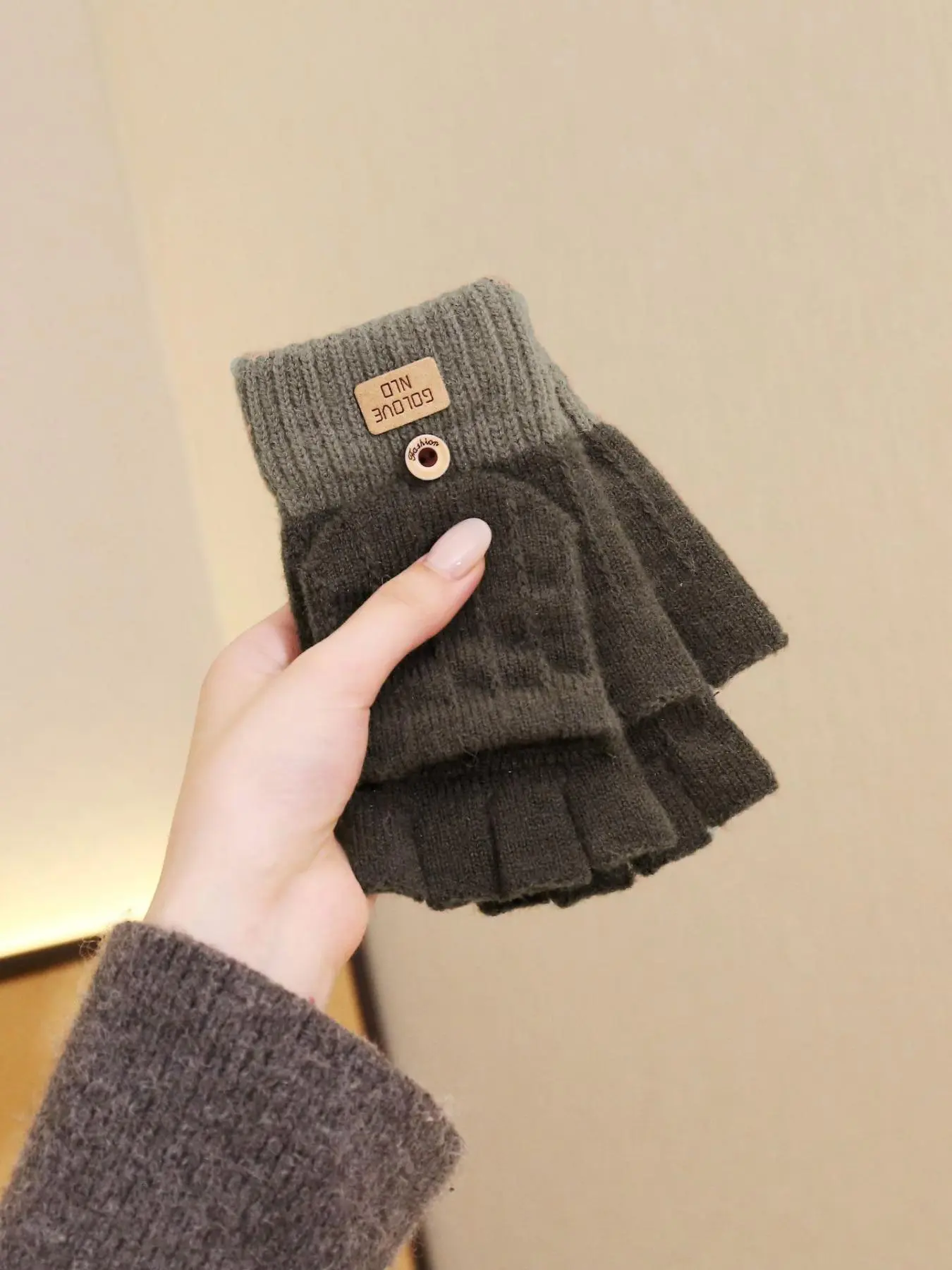 Colorblock Knitted Gloves, Warming Gloves, Gloves for Cold Weather, Fingerless Gloves with Flip Cover, Casual Windproof Warm Gloves for Fall & Winter, Fashion Accessories for Men & Women, Hand Cover, Fingerless Mittens