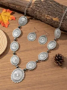 Boho Style Vintage Elegant Jewelry Set, Fashion Lace Carved Craft Zinc Alloy Jewelry for Party, Daily Clothing Decor, Trendy All-match & Exquisite Jewelry for Birthday Gift