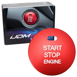 iJDMTOY Racing Sports Inspired Red Aluminum Keyless Engine Push Start Button Cover Trim For Hyundai Sonata Elantra Kia Optima