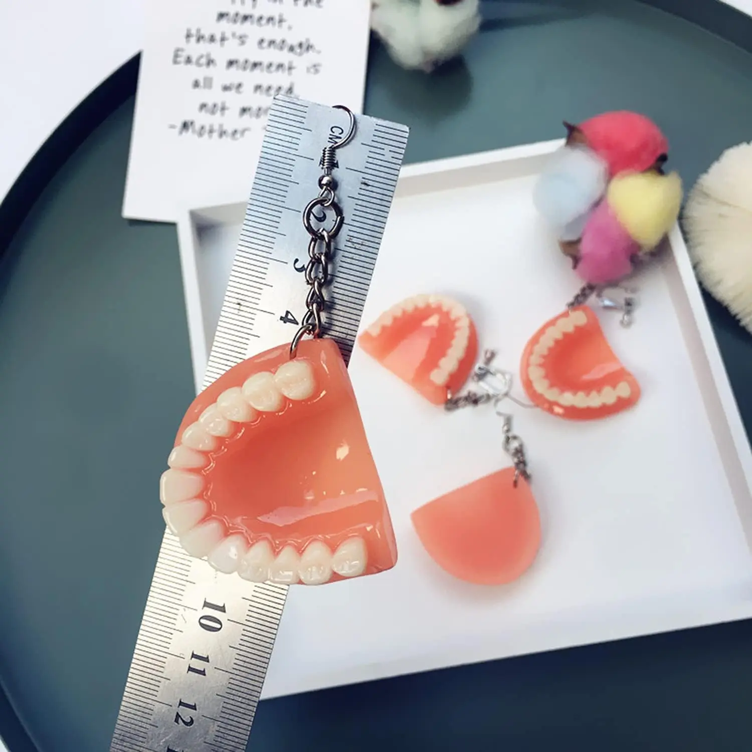 Denture Earrings Funny Hand-made Ear Pendant Tooth Shaped Earrings Exaggerated Ear Decors for Party Festival Woman (Tooth Shaped Earrings)
