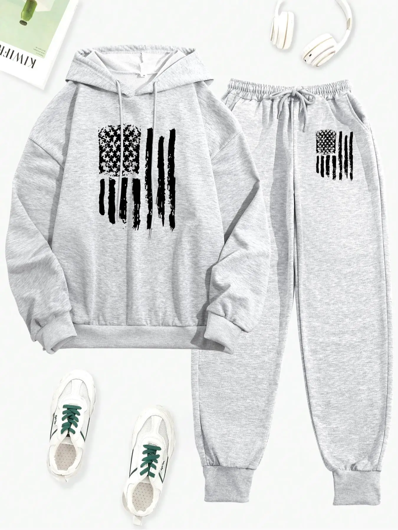 Women's "perfectly Imperfect" Print Hoodie & Drawstring Waist Pants Set, Comfortable Letter Print Long Sleeve Top & Elastic Waist Trousers, Women's Fa