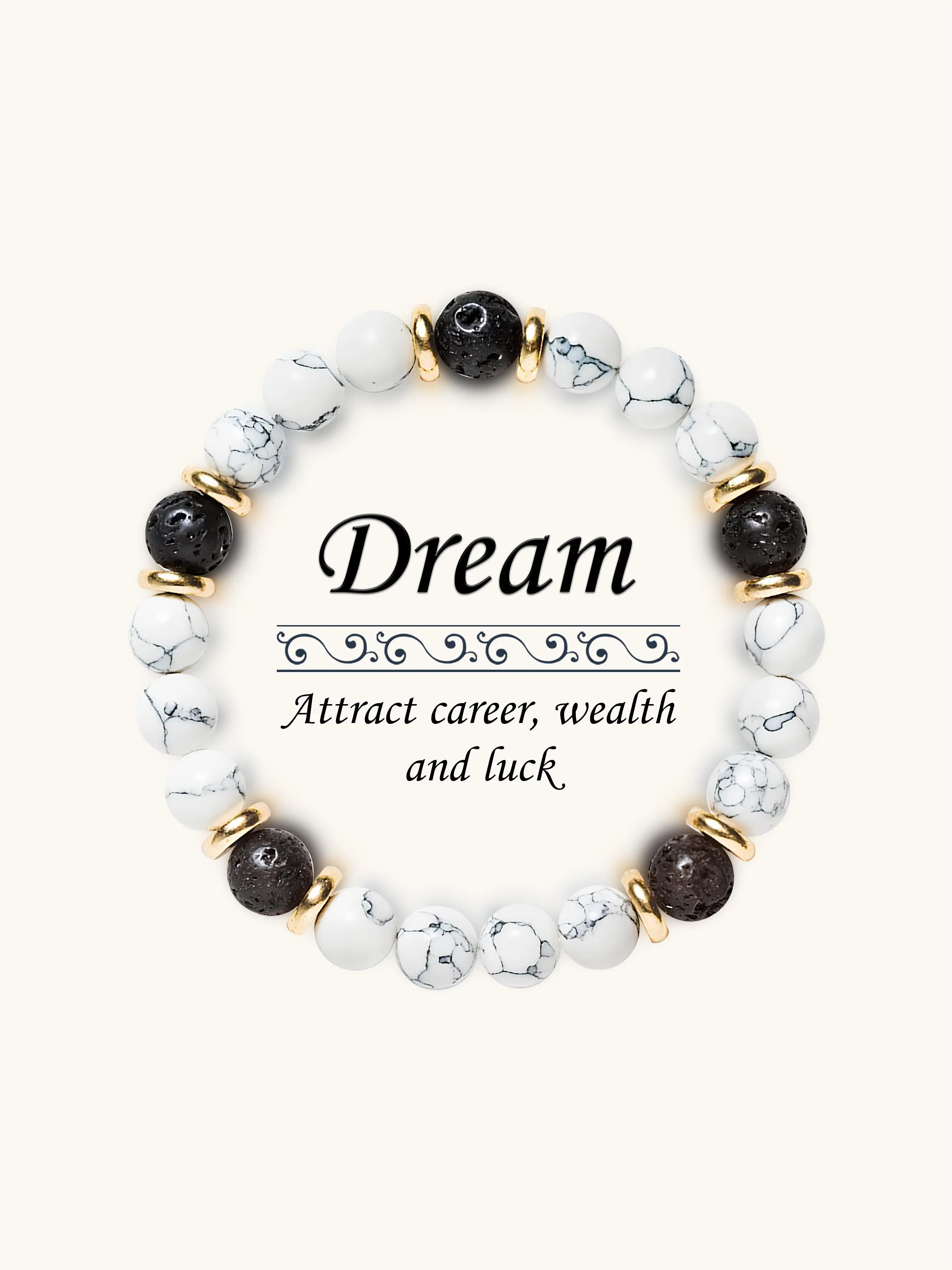 White Turquoise & Volcanic Stone Beaded Bracelet, Elegant Jewelry Bracelet, Fashionable Jewelry for Women & Men, Inspirational Beaded Bracelet, Trendy All-match & Exquisite Jewelry for Birthday Gift, Bead Bracelets