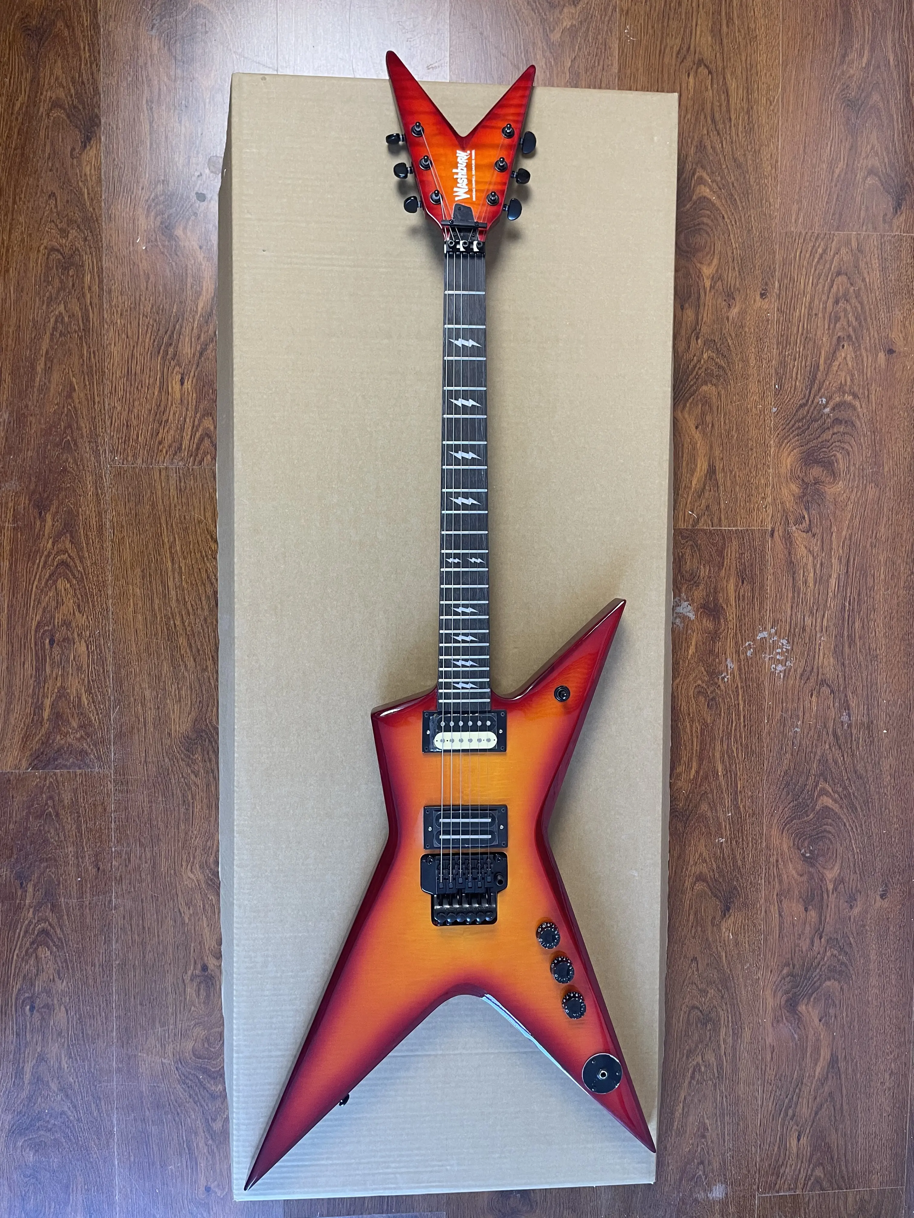 Dimebag Darrell Stealth Look Electric Guitar, Cherry Flame Maple Veneer, Floyd Rose Vibrato System