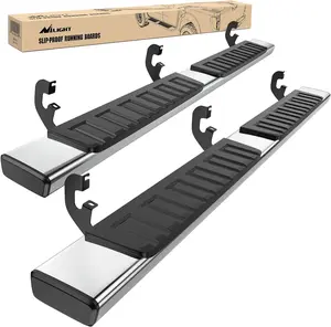 Nilight Running Boards for 2019-2024 Chevy Silverado/GMC Sierra 1500 Crew Cab 2020-2024 Silverado/GMC Sierra 2500HD 3500HD 6 Inch Stainless Steel Bolt-on Side Step Nerf Bars Truck Vehicle Truck Tow Hook Mount Plate
