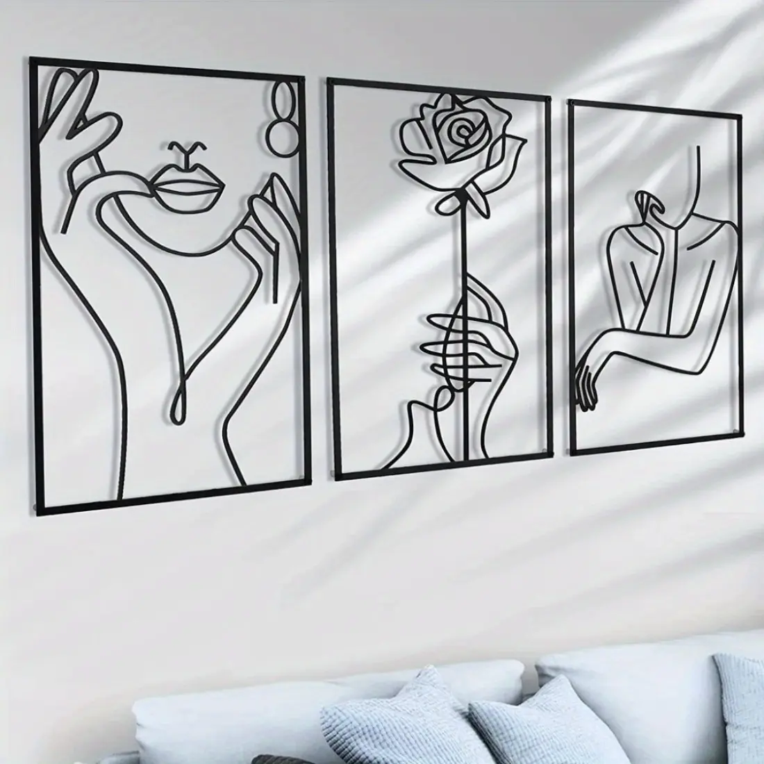 Modern Metal Linear Wall Art. Features a Sleek Silhouette of an Abstract Male Figure. A Chic Hanging Ornament for Trendy Home Decor.Decorative hanging ornaments Art Illustrations Modern Abstract Design Minimalist Design