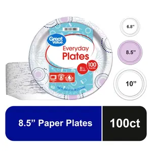 Disposable Paper Plates, 8.5", 100 Count