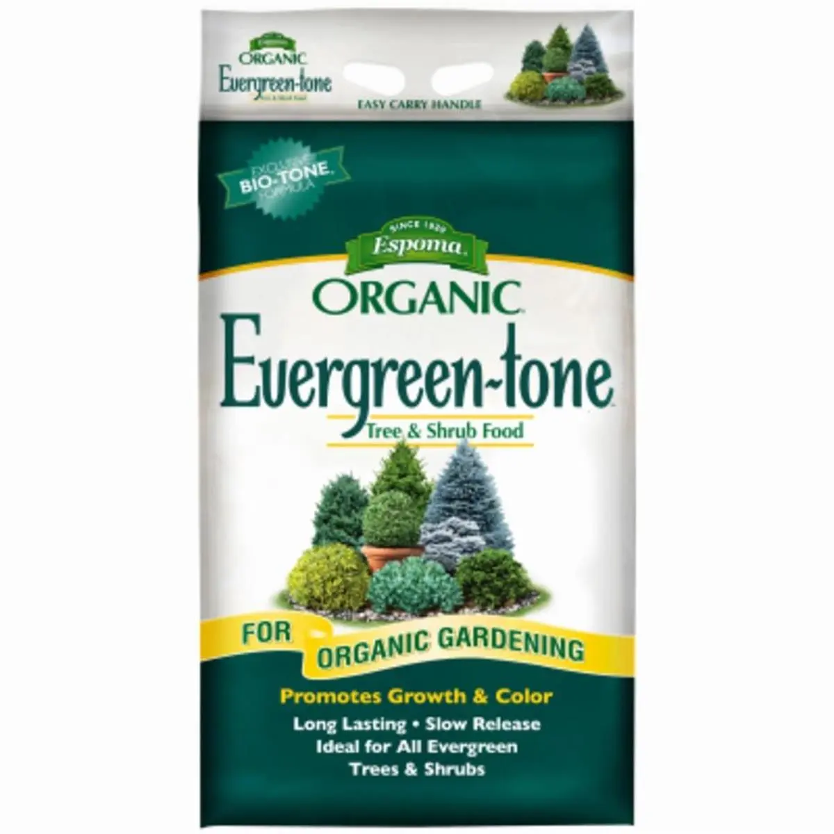 Espoma 18 lbs Natural Bio-Tone Evergreen Plant Food Mix - Granular Granules & Pellets Fertilizers, for All Evergreen Trees & Shrubs, Promotes Growth & Vibrant Color, Granules Fertilizers & Plant Food