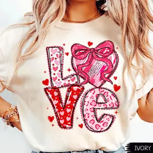 Comfort Colors Coquette Bow Valentines Day Love XOXO Heart Be Mine Pink Red Shirt, Preppy Cute Girly Happy Valentine Love XOXO Graphic Tee