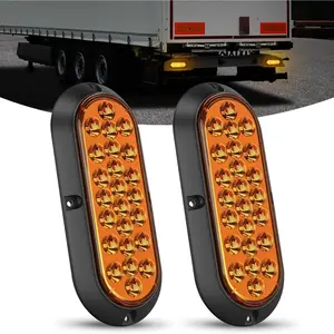 Nilight 6-Inch Oval LED Tailgate Lights (2PCS) - 24LED Amber Turn Signal Marker Lights, Surface Mount, IP67 Waterproof Sealed 12V Taillights for Trucks, RVs