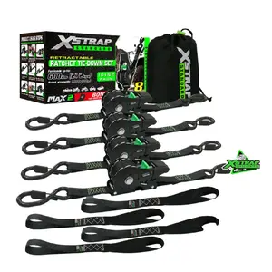 Automatic Strap 25mm 700kgs Self Retracting Motorcycle Tie Down Auto Retractable Ratchet Straps with Safety Hook