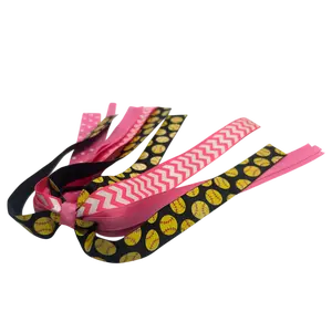 Softball Bow in Glitter Black & Hot Pink on Ponytail Holder Band for Girls Team Hair Accessories or Gift