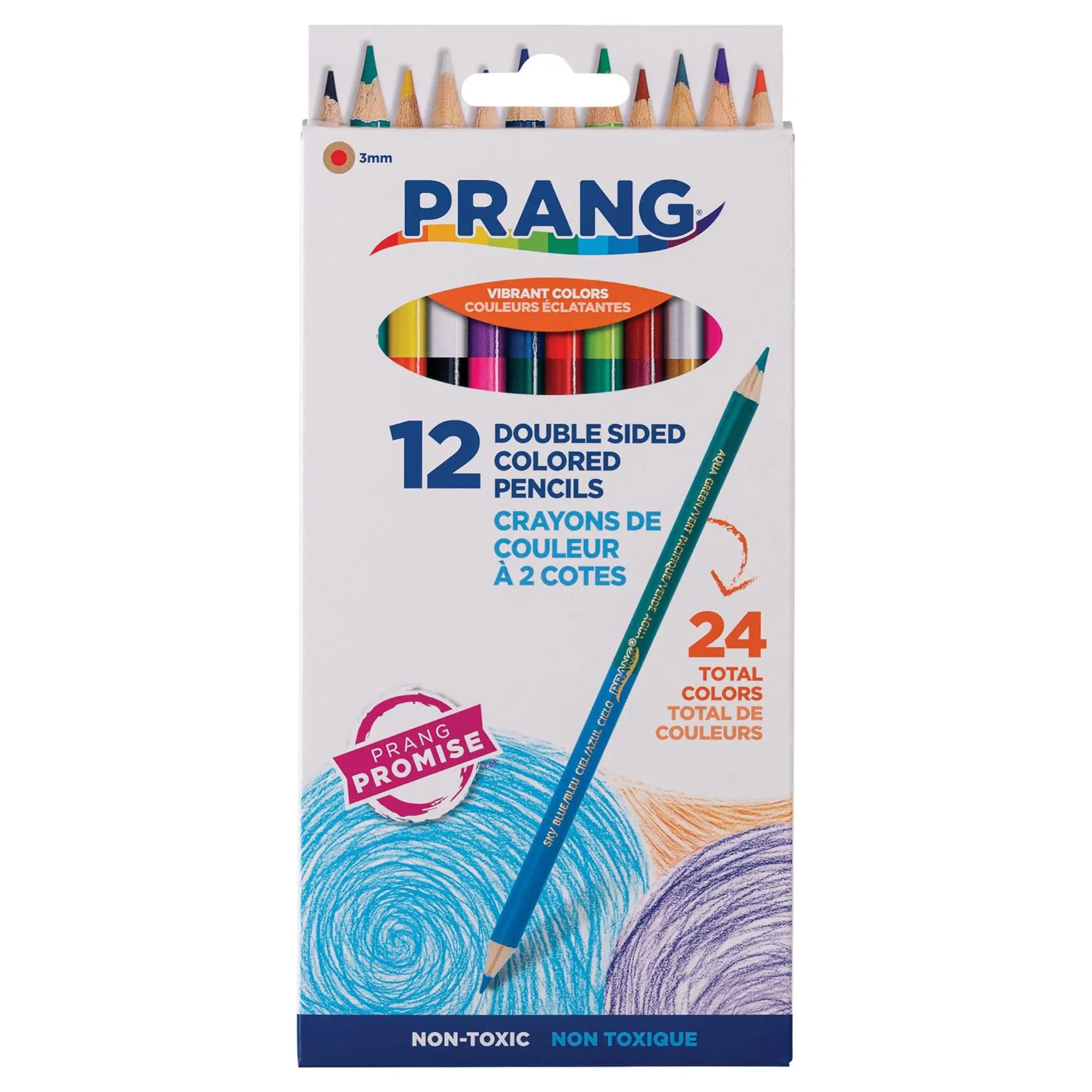 Prang Duo-Colored Pencils - 12 Count, 24 Assorted Colors, Ideal for Drawing Ideas (Office Stationery Writing Tool)
