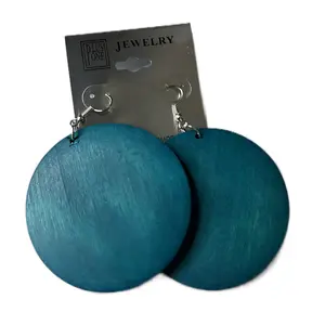 Small Round Colorfully Wood Fashion Earrings