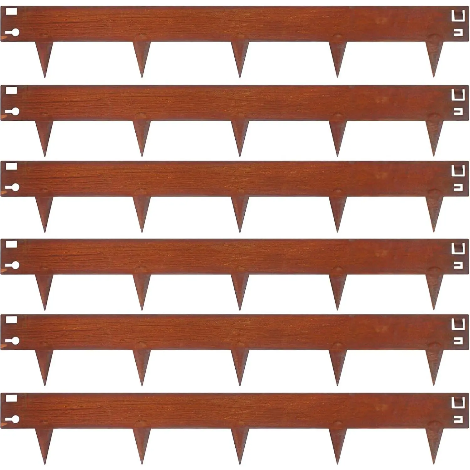 6.3 Inch Cor-Ten Steel Landscape Edging, 6 Pack Hammer-in Metal Edging for Landscaping, Garden Edging for Lawn,Pathway, Yard