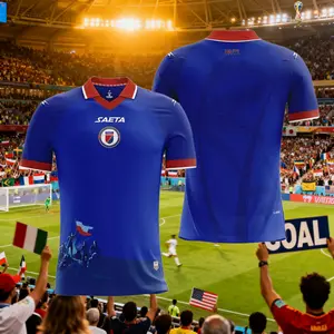 2026 Haiti Saeta Blue White And Red Short-Sleeve Soccer Jersey