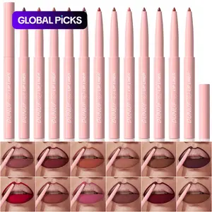 Waterproof Lip Liner Set, 12pcs/set Matte Lip Liner Kit, Easy-Coloring Lip Liner Pencils Suitable for All Occasion, Makeup Products for Girls and Women, Tinted Lip Liner #GLOBAL PICKS