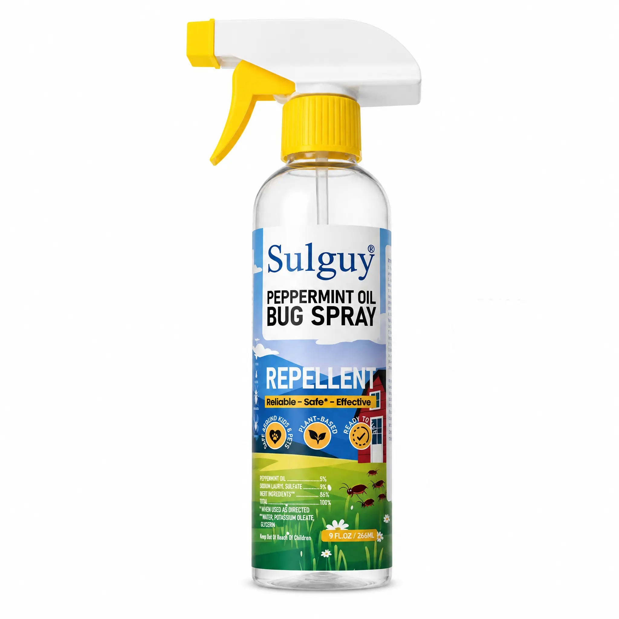 Sulguy Peppermint Oil Bug Spray - Plant-Based Indoor Pest Control Spray for Ants, Spiders and Roaches, Fresh Scent Home Insect Repellent