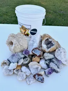 BROKE BUCKET - ASSORTED BROKEN NATURAL CRYSTAL GEODES - GALLON