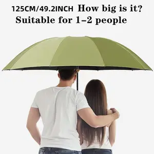 12-Rib Windproof-Waterproof UV-Protective Fabric Canopy Umbrella, Extra Large Automatic Foldable Retractable Hands-Free Portable Heat-Blocking  for Travel, Commute, Outdoor  Fabric Canopy Umbrellas, Foldable Retractable Umbrella Minimalist Beige umbrella