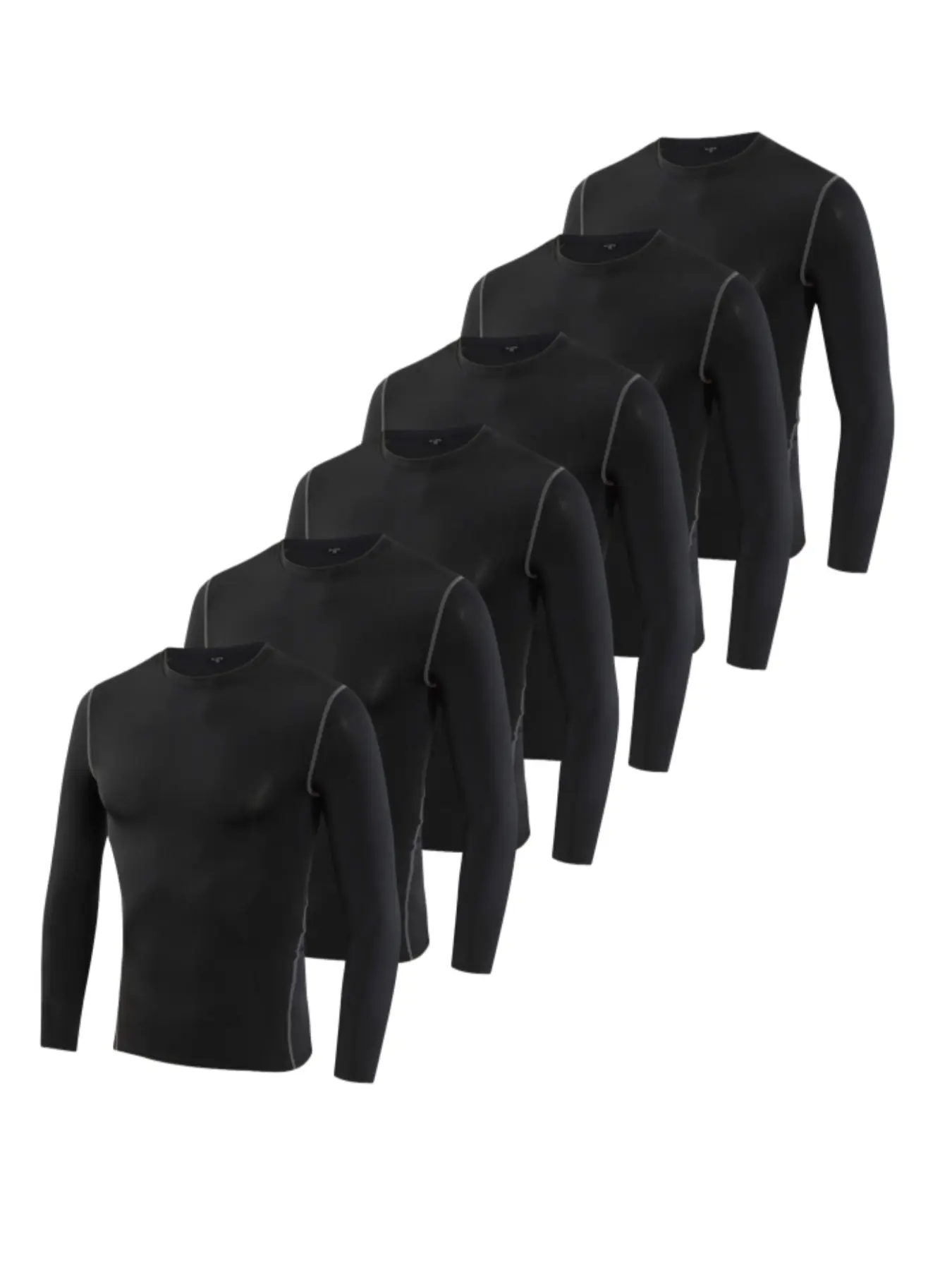 6 Pack Boys' Long Sleeve Compression Shirt, Youth Athletic Baselayer Top, Tight Moisture-Wicking Polyester Blend for Sports, Youth Compression Shirt, Slim Fit Shirt