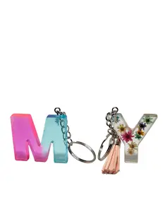 2-Piece Initial Keychain Set – “M” & “Y” with Color Pop & Florals