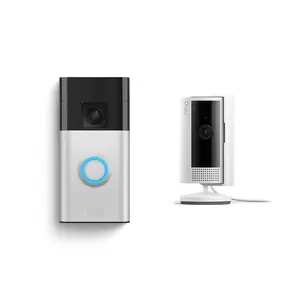 Ring Battery Doorbell with Ring Indoor Cam 2nd Gen White - Enhanced Features for Indoor Security
