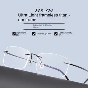 1 Pair Ultra-light Ultra-thin Rimless Design HD Reading Glasses, Super Elastic Temple, Simple and Lightweight,  1.0 to  4.0 Strength, Reading and Writing, Unisex Glasses