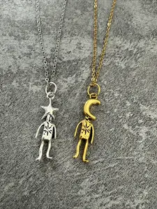 Minimalist Gold and Silvery Star Boy Pendant Necklace - Dainty Cute Figure Charm Choker for Daily Casual Outfits Daily Vacation Couple's Gift Minimalist Chain Cute Doll Pendant