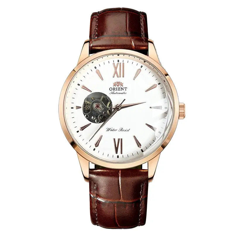 Skeleton Automatic Mechanical Watch for Men, Open Heart Dial Roman Numerals Markers, Water Resistant, Stainless Steel & Leather Strap Multi Color Dress Wristwatch, Premium Gift for Gentlemen Style And Functionality Modern Twist