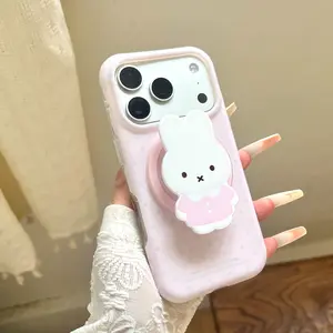 Korean Style Polka Dot Miffy Magnetic Stand Phone Case Cover for iPhone 17 Pro Max, Fashionable Women's Phone Case, Simple and Unique Design