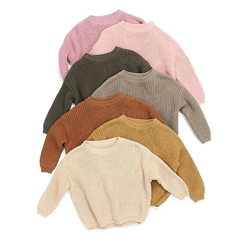 Toddler Baby Girl Boy Long Sleeve Knit Sweater Cute Round Neck Pullover Fall Winter Warm Tops Clothes