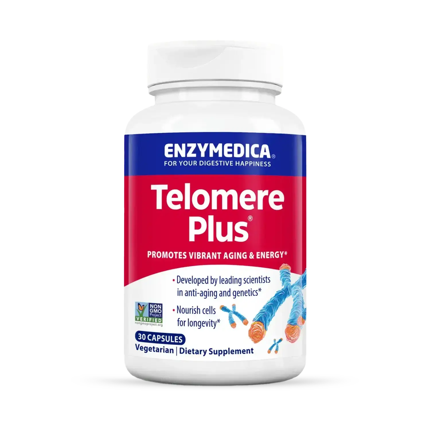 Enzymedica Telomere Plus - Telomerase Activity Support Supplement, Cellular Health & Aging Support for Women & Men, Astragalus Root, Rhodiola, Broccoli Seed Extract & Vitamin D3, Non-GMO - 30 Caps