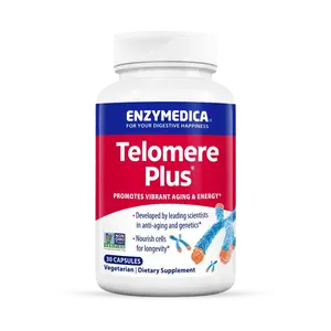 Enzymedica Telomere Plus - Telomerase Activity Support Supplement, Cellular Health & Aging Support for Women & Men, Astragalus Root, Rhodiola, Broccoli Seed Extract & Vitamin D3, Non-GMO - 30 Caps