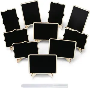 12-Piece Mini Chalkboard Sign Set with Easel Stands, Wooden Blackboard Labels for Sports & Outdoor Hand Chalk Use, Event Table Numbering & Decoration