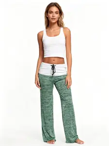 Spring/Summer/Autumn/Winter Women's New Casual Color Block Splicing Patchwork Design Stretchy Elastic Bottoms Pants Yoga Pants Home Pants Womenswear