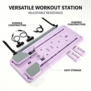 Five-in-one multifunctional Pilates board, foldable Pilates core bed, foldable abdominal training board with resistance bands for home use, portable abdominal  Ab trainer board, home fitness equipment extension machine