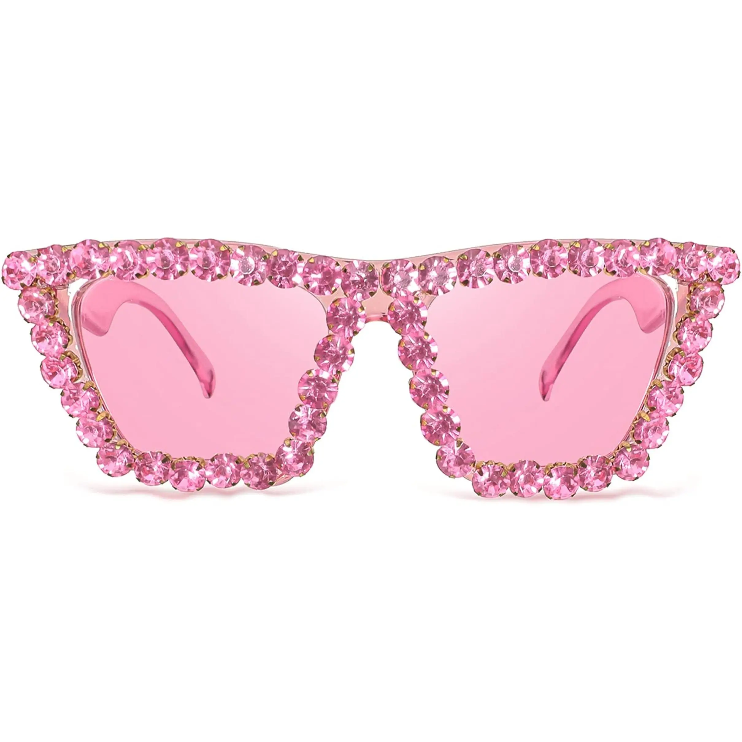 FEISEDY Women's High Fashion Acetate Crystal Square Cat Eye Sunglasses, Lightweight 52mm Retro Trendy Eyewear, Style B2898, Daily Wear All-Season Accessory