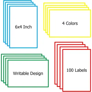 6x4 Inch Large Moving Box Labels, 100 Pack 4 Color Coded Blank Stickers for Packing Supplies, Permanent Adhesive for  Organization, Kitchen, Storage Bins & Cardboard Boxes (100Pcs)