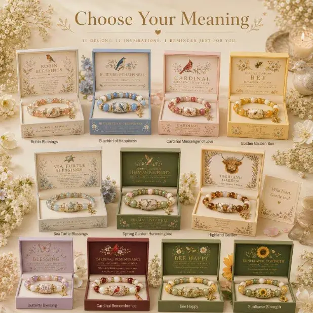 Spring Garden Beaded Bracelet Set, Inspirational And Charming Elastic Bracelet, Jewelry Gift of Love And Peace, A Perfect Choice for Her