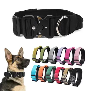 Tactical Dog Collar with Handle, Reflective Nylon, Adjustable Comfort Padding, Suitable for Medium to Large Dogs