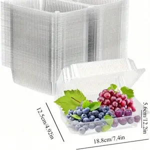 50-Pack Transparent Square Hinged Clamshell Food Containers, Disposable Takeaway Cake Boxes Multipurpose for Desserts, Salads, Fruits, Sandwiches and Pastries