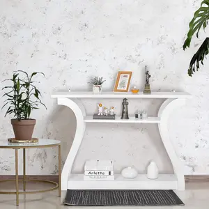 ZENY White Narrow Console Sofa Table 47'' Modern Entryway Table Home Office Bedroom Living Room
