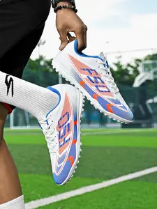 Men's Low Top TF Soccer Shoes, PU Leather Sporty Style, Breathable Anti-Slip Durable Outdoor Training Football Boots for All Seasons, Turf Shoes