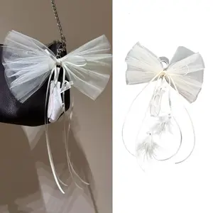 Elegant Ballet Shoe Charm With Handcrafted Bowknot Pearls Lace Accents Key Rings Pendant For Bags And Home Decors