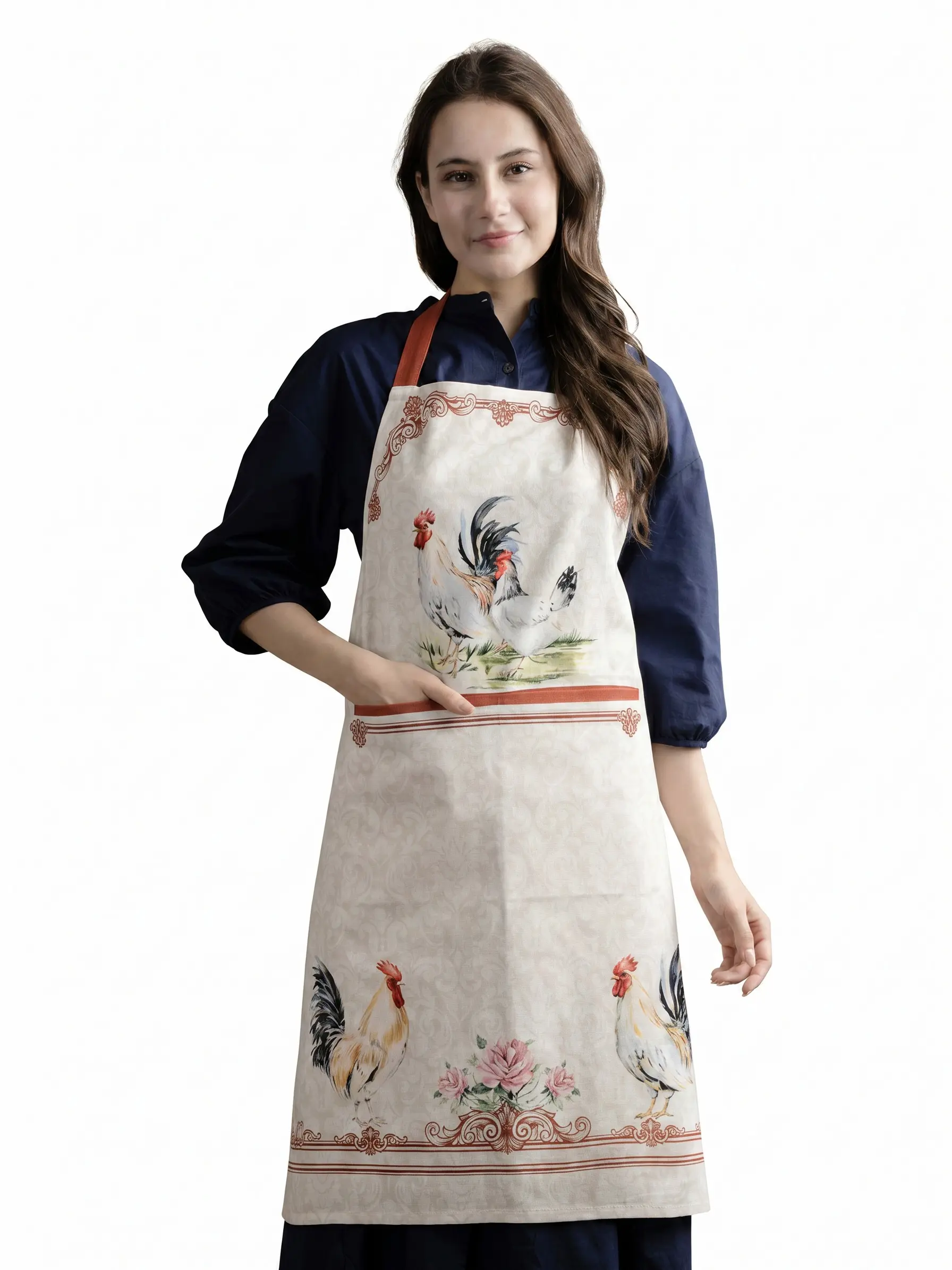 Maison d' Hermine Apron for women with Pocket 100% Cotton 27.50"x31.50" 1 Piece Adjustable Neck Strap & long ties Apron Men, Chef, Wedding, Cooking, Gardening, Server, 100% Cotton Aprons