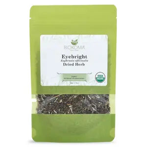 Biokoma Pure and Organic Eyebright Dried Herb 50g (1.76oz) in Resealable Moisture Proof Pouch, USDA Certified Organic - Herbal Tea, No Additives, No Preservatives, No GMO, Kosher